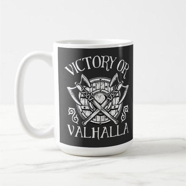 Victory or Valhalla - Shield and Axe Coffee Mug (Left)