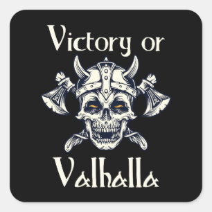Victory or Valhalla - Skull Square Sticker