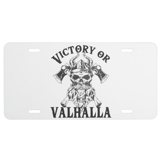 Victory or Valhalla - Viking Axe License Plate (Front)