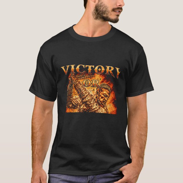 Victory or Valhalla  Viking Warrior V1  Norse Myth T-Shirt (Front)