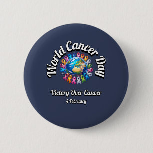 Victory Over Cancer. World Cancer Day. Button