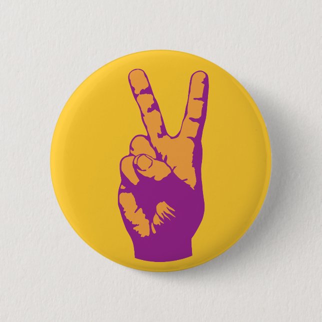 Victory, Peace and Harmony hand symbol Pinback Button (Front)