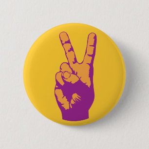 Victory, Peace and Harmony hand symbol Pinback Button