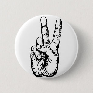 victory salute or peace sign pinback button