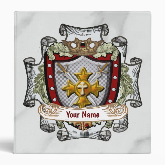 Victory Shield  Surname  3 Ring Binder (Front)