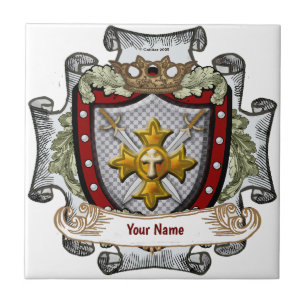 Victory Shield  Surname  Ceramic Tile