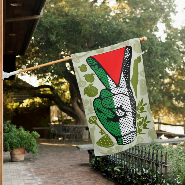 Victory Sign Hand Resistance Red Triangle Symbol (In SItu)