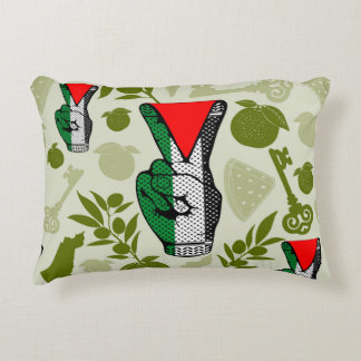 Victory Sign Hand Resistance Red Triangle Symbol Accent Pillow