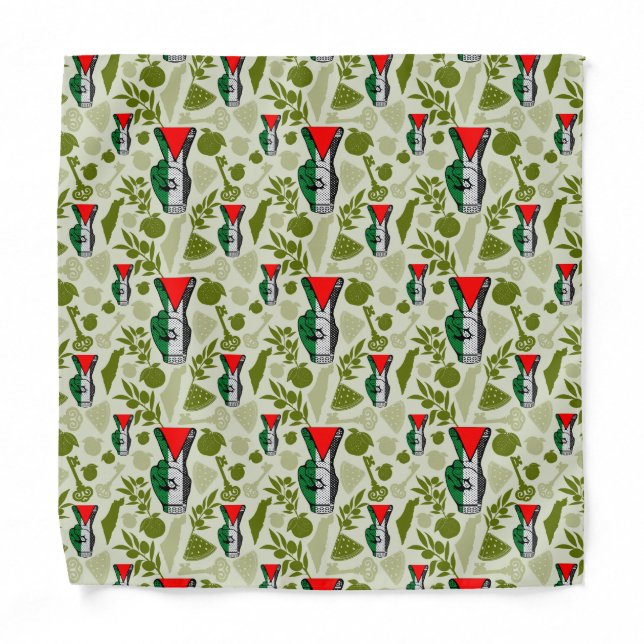 Victory Sign Hand Resistance Red Triangle Symbol Bandana (Front)