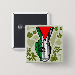 Victory Sign Hand Resistance Red Triangle Symbol Button