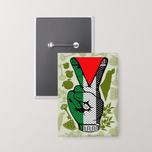 Victory Sign Hand Resistance Red Triangle Symbol Button