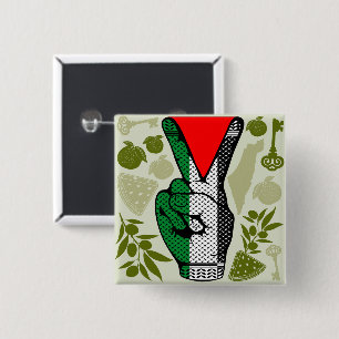 Victory Sign Hand Resistance Red Triangle Symbol Button