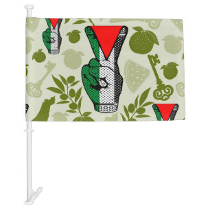 Victory Sign Hand Resistance Red Triangle Symbol Car Flag