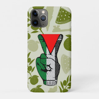 Victory Sign Hand Resistance Red Triangle Symbol iPhone 11 Pro Case