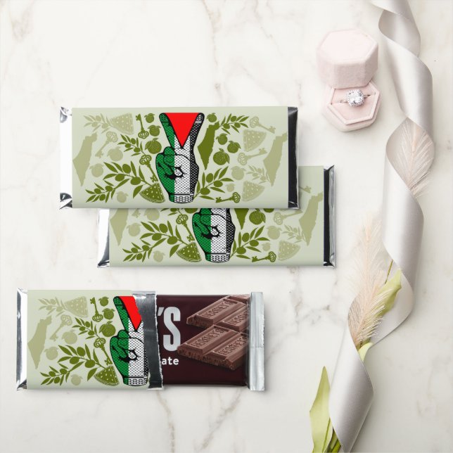 Victory Sign Hand Resistance Red Triangle Symbol Hershey Bar Favors (Front)