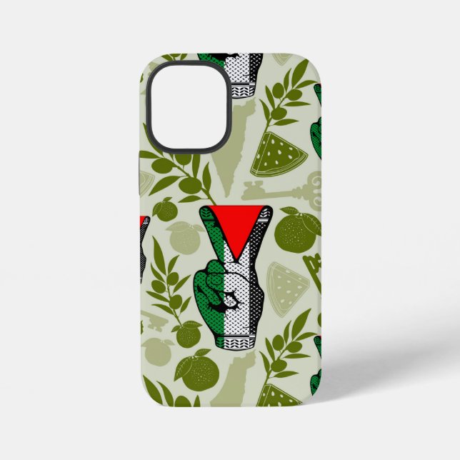 Victory Sign Hand Resistance Red Triangle Symbol iPhone Case (Back)