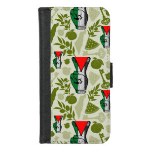 Victory Sign Hand Resistance Red Triangle Symbol iPhone 8/7 Wallet Case