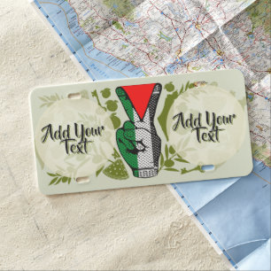 Victory Sign Hand Resistance Red Triangle Symbol License Plate