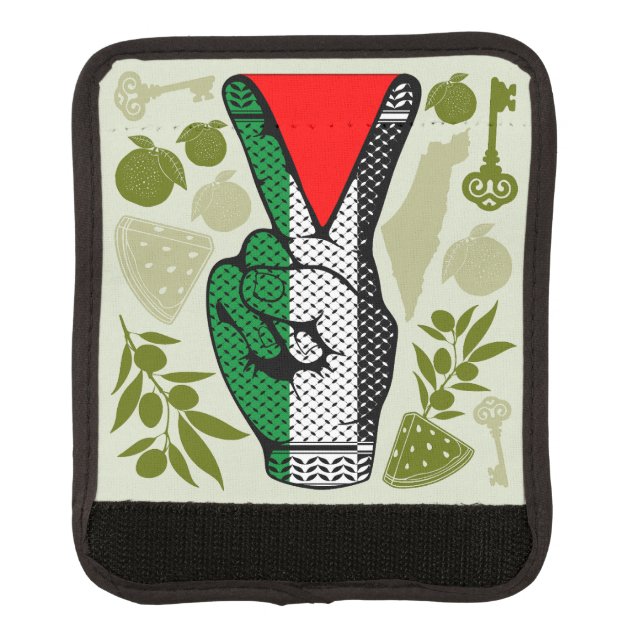 Victory Sign Hand Resistance Red Triangle Symbol Luggage Handle Wrap (Front)