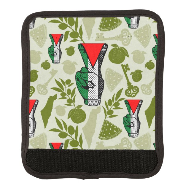 Victory Sign Hand Resistance Red Triangle Symbol Luggage Handle Wrap (Front)