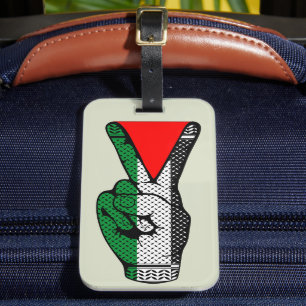 Victory Sign Hand Resistance Red Triangle Symbol Luggage Tag