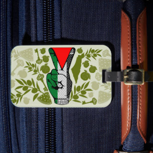 Victory Sign Hand Resistance Red Triangle Symbol Luggage Tag