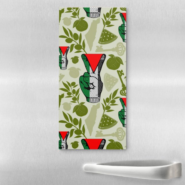 Victory Sign Hand Resistance Red Triangle Symbol Magnetic Notepad (In Situ)