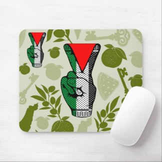 Victory Sign Hand Resistance Red Triangle Symbol Mouse Pad