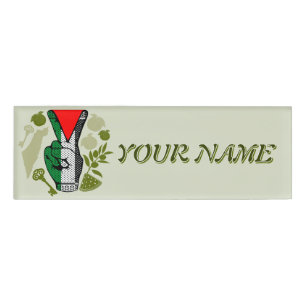 Victory Sign Hand Resistance Red Triangle Symbol Name Tag
