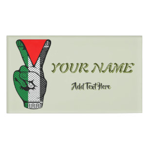 Victory Sign Hand Resistance Red Triangle Symbol Name Tag