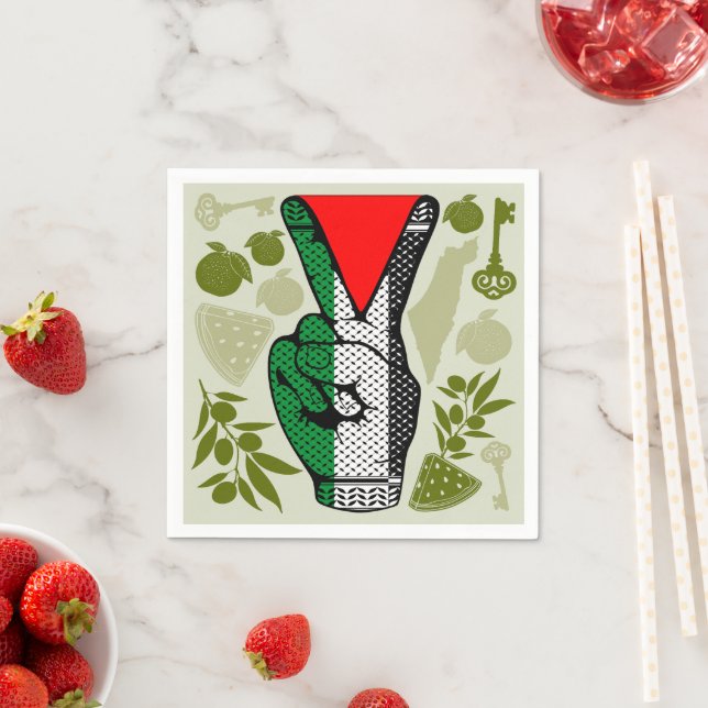 Victory Sign Hand Resistance Red Triangle Symbol Napkins (Insitu)