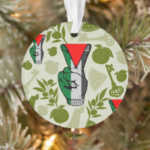 Victory Sign Hand Resistance Red Triangle Symbol Ornament