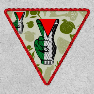 Victory Sign Hand Resistance Red Triangle Symbol Patch