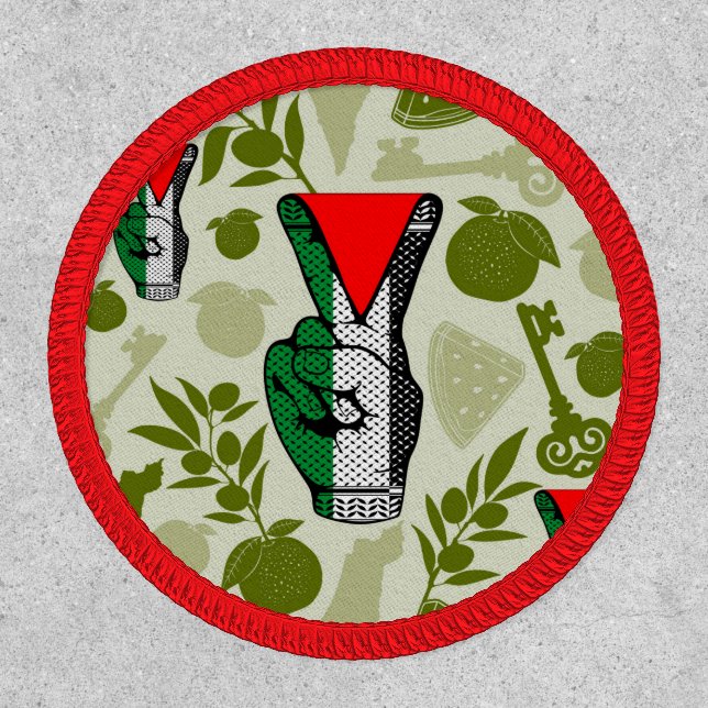 Victory Sign Hand Resistance Red Triangle Symbol Patch (Front)