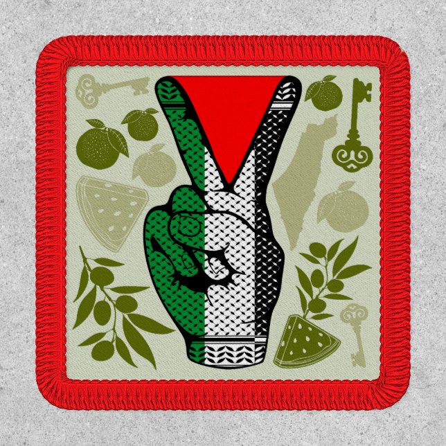 Victory Sign Hand Resistance Red Triangle Symbol Patch (Front)