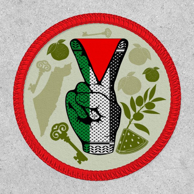 Victory Sign Hand Resistance Red Triangle Symbol Patch (Front)