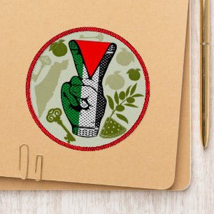Victory Sign Hand Resistance Red Triangle Symbol Patch