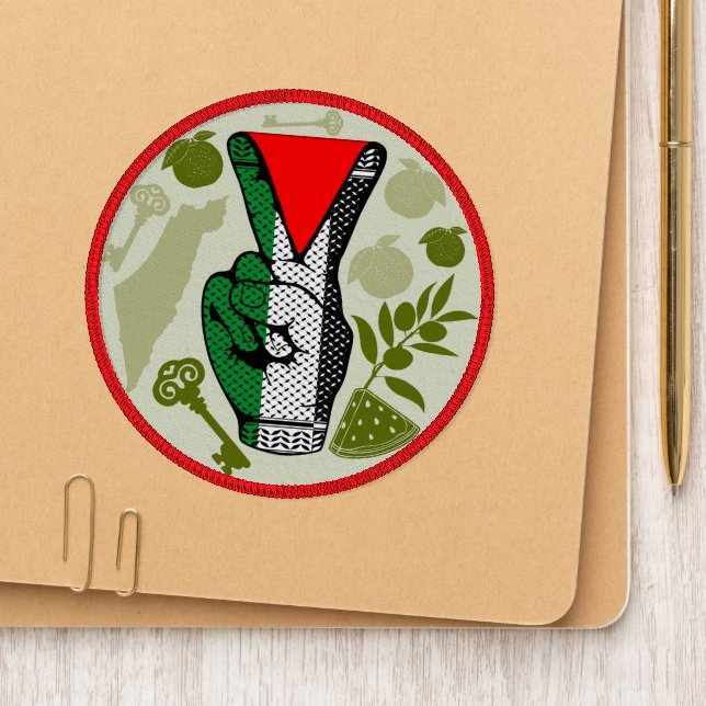 Victory Sign Hand Resistance Red Triangle Symbol Patch (On Shoe Tip)