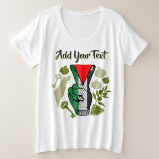 Victory Sign Hand Resistance Red Triangle Symbol Plus Size T-Shirt