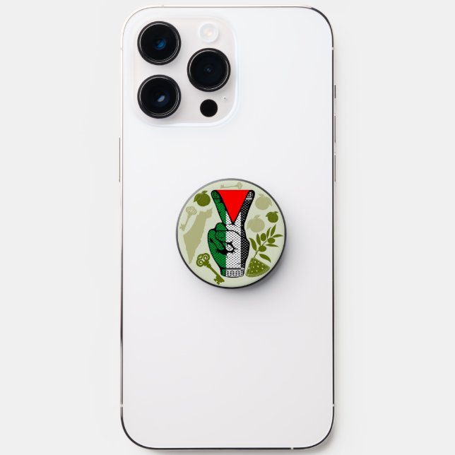 Victory Sign Hand Resistance Red Triangle Symbol PopSocket (Front)