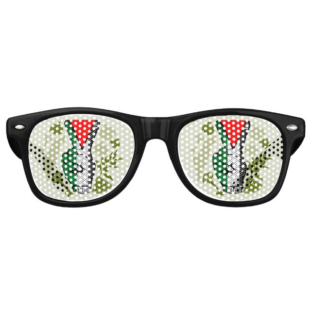 Victory Sign Hand Resistance Red Triangle Symbol Retro Sunglasses (Front)