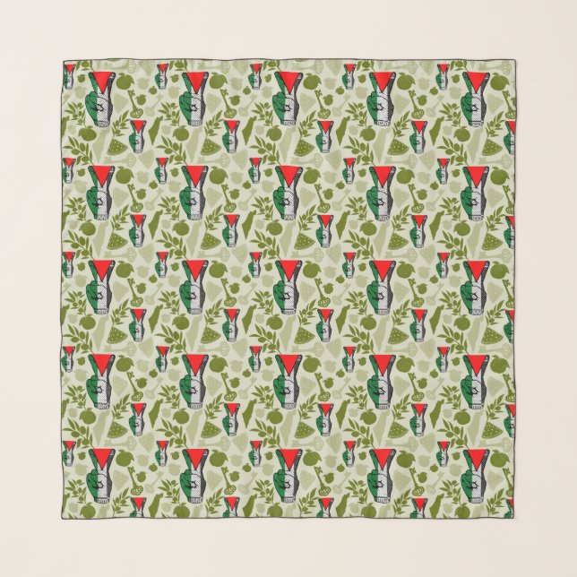 Victory Sign Hand Resistance Red Triangle Symbol Scarf (Front)