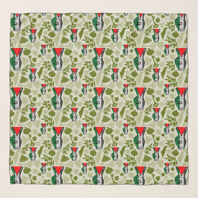 Victory Sign Hand Resistance Red Triangle Symbol Scarf (Front)