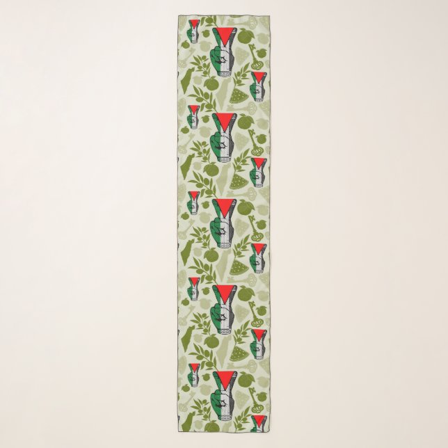 Victory Sign Hand Resistance Red Triangle Symbol Scarf (Front)