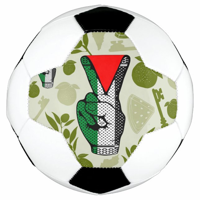 Victory Sign Hand Resistance Red Triangle Symbol Soccer Ball (Front)