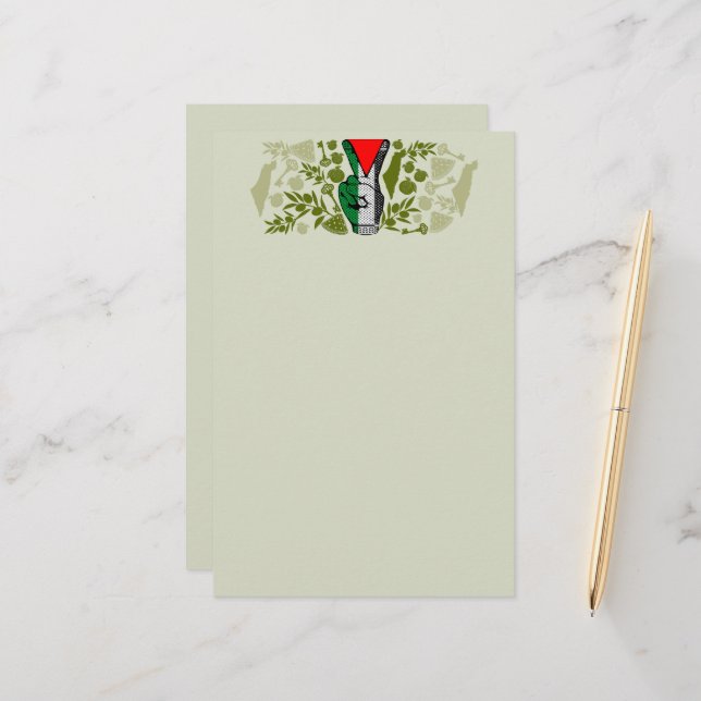 Victory Sign Hand Resistance Red Triangle Symbol Stationery (Front/Back In Situ)