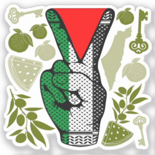 Victory Sign Hand Resistance Red Triangle Symbol Sticker