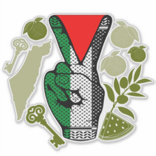 Victory Sign Hand Resistance Red Triangle Symbol Sticker