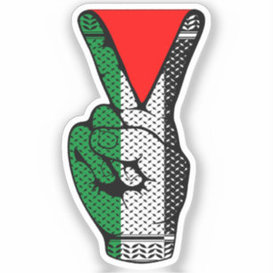 Victory Sign Hand Resistance Red Triangle Symbol Sticker