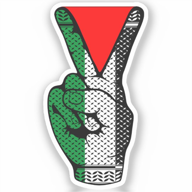 Victory Sign Hand Resistance Red Triangle Symbol Sticker (Front)